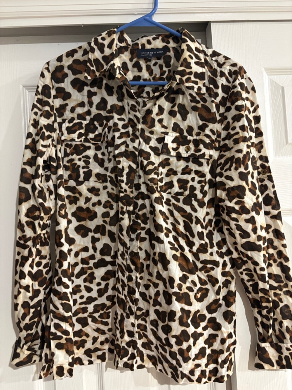 Jones New York Leopard Print Button-Down — Brown, Black & Cream